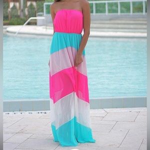 NEON‎ PINK AND AQUA MAXI DRESS